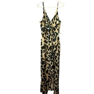 John Zack strapless faux wrap animal print dress women's size 10 NEW